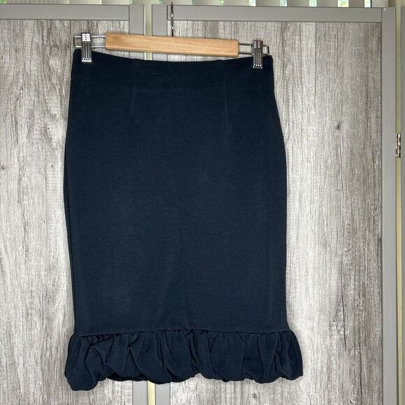 Anthropologie Maeve Skirt Bubble Hem Black Color Pencil Short Size S - Picture 1 of 9